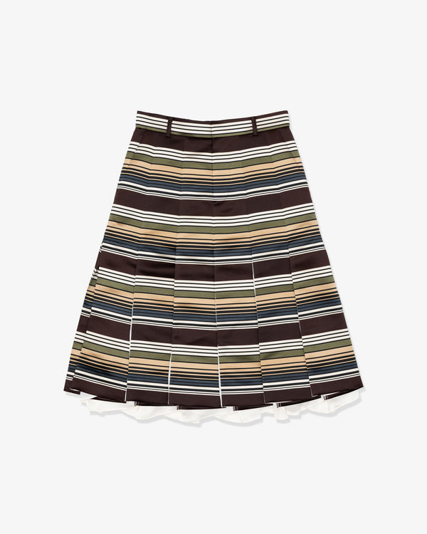 SACAI - Horizontal Stripe Skirt - (Brown x Beige)