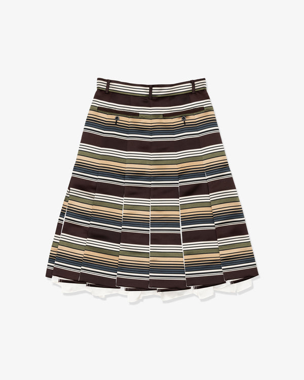 SACAI - Horizontal Stripe Skirt - (Brown x Beige)