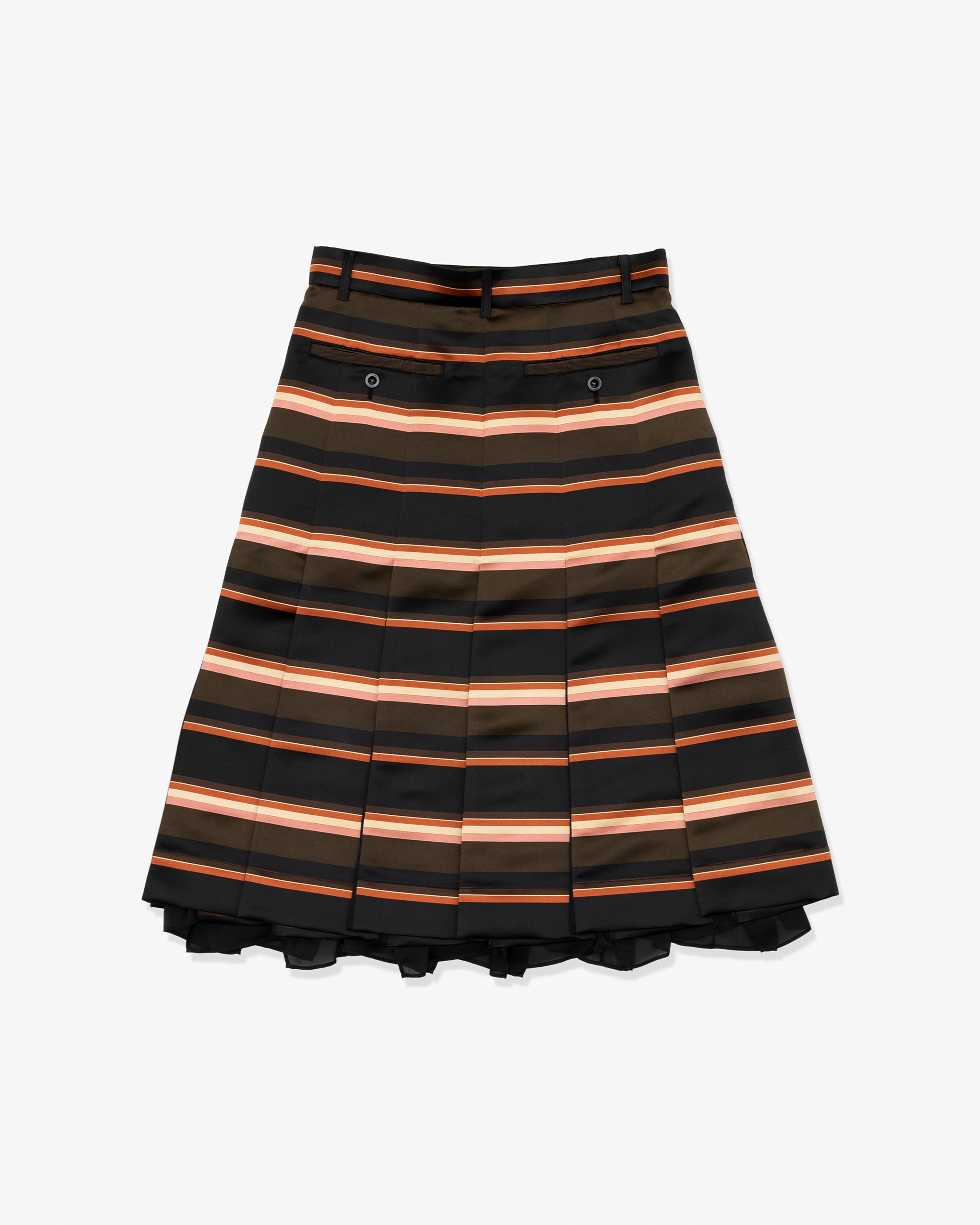 SACAI: Horizontal Stripe Skirt (Khaki x Pink) | DSMG E-SHOP