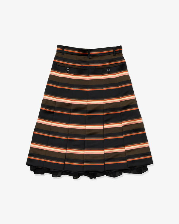 SACAI - Horizontal Stripe Skirt - (Khaki x Pink)