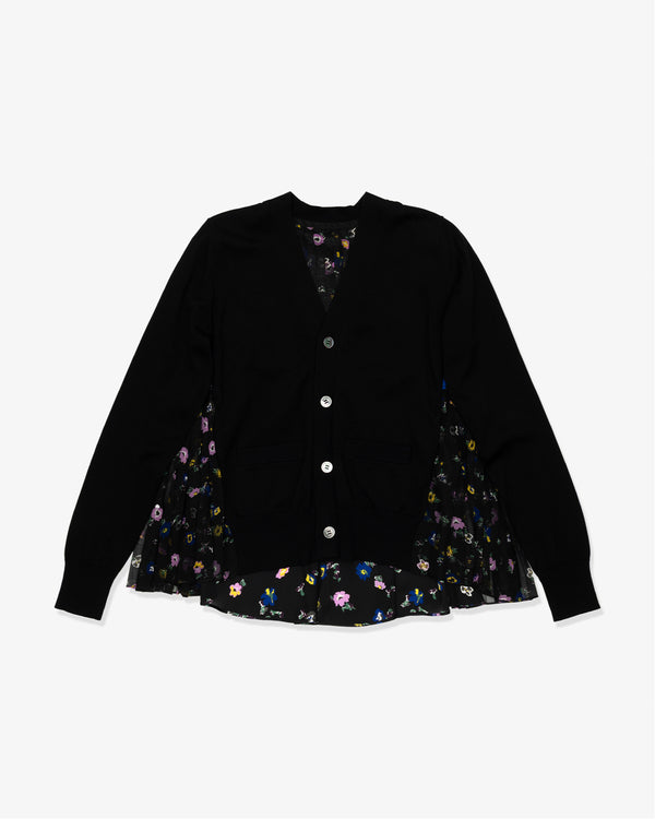 SACAI - Floral Print X Cotton Knit Cardigan - (Black x Black)