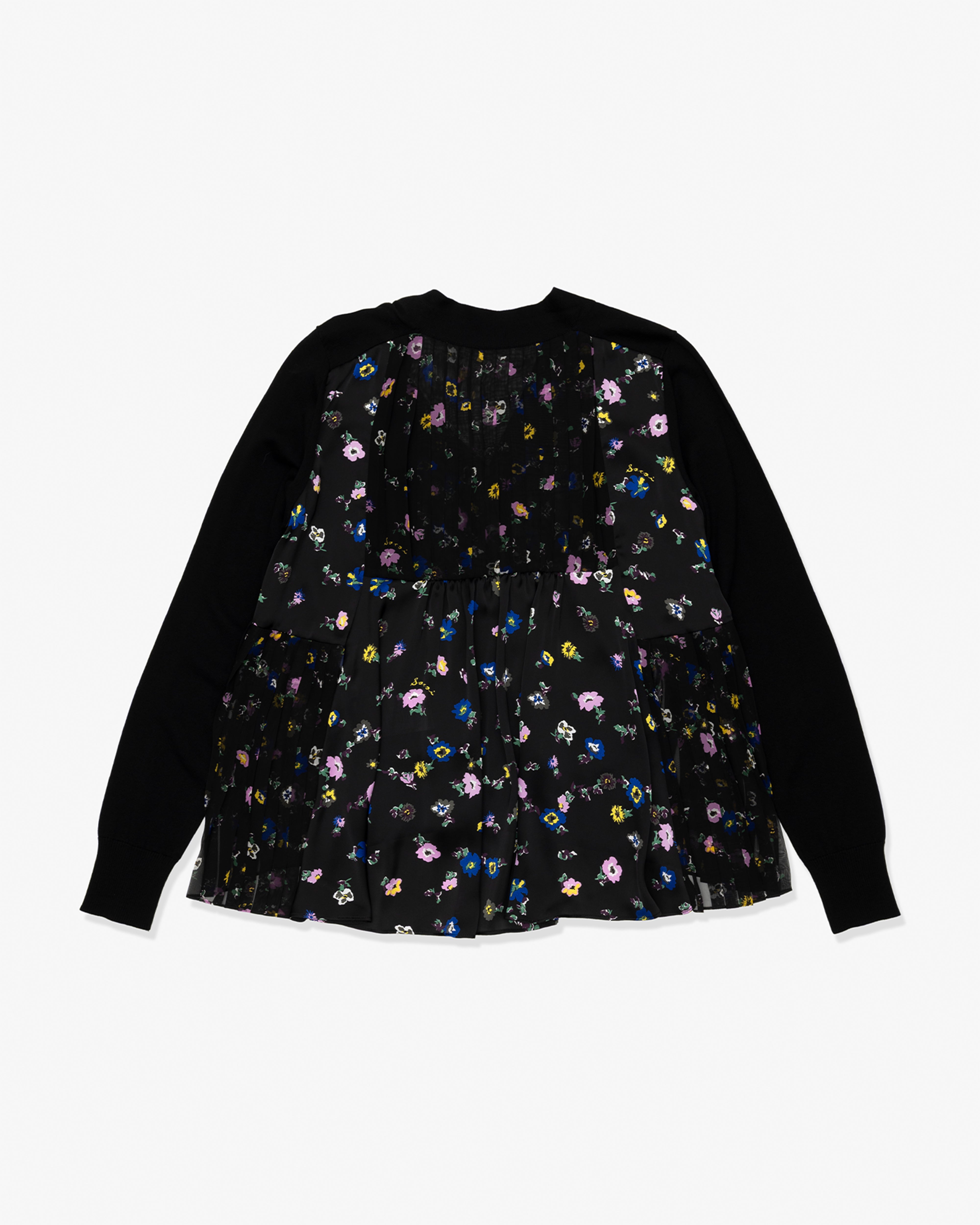 トップス Sacai FloralPrint x CottonKnitCardigan SACAI: Floral Print X Cotton Knit Cardigan (Navy x Green) | DSMG E