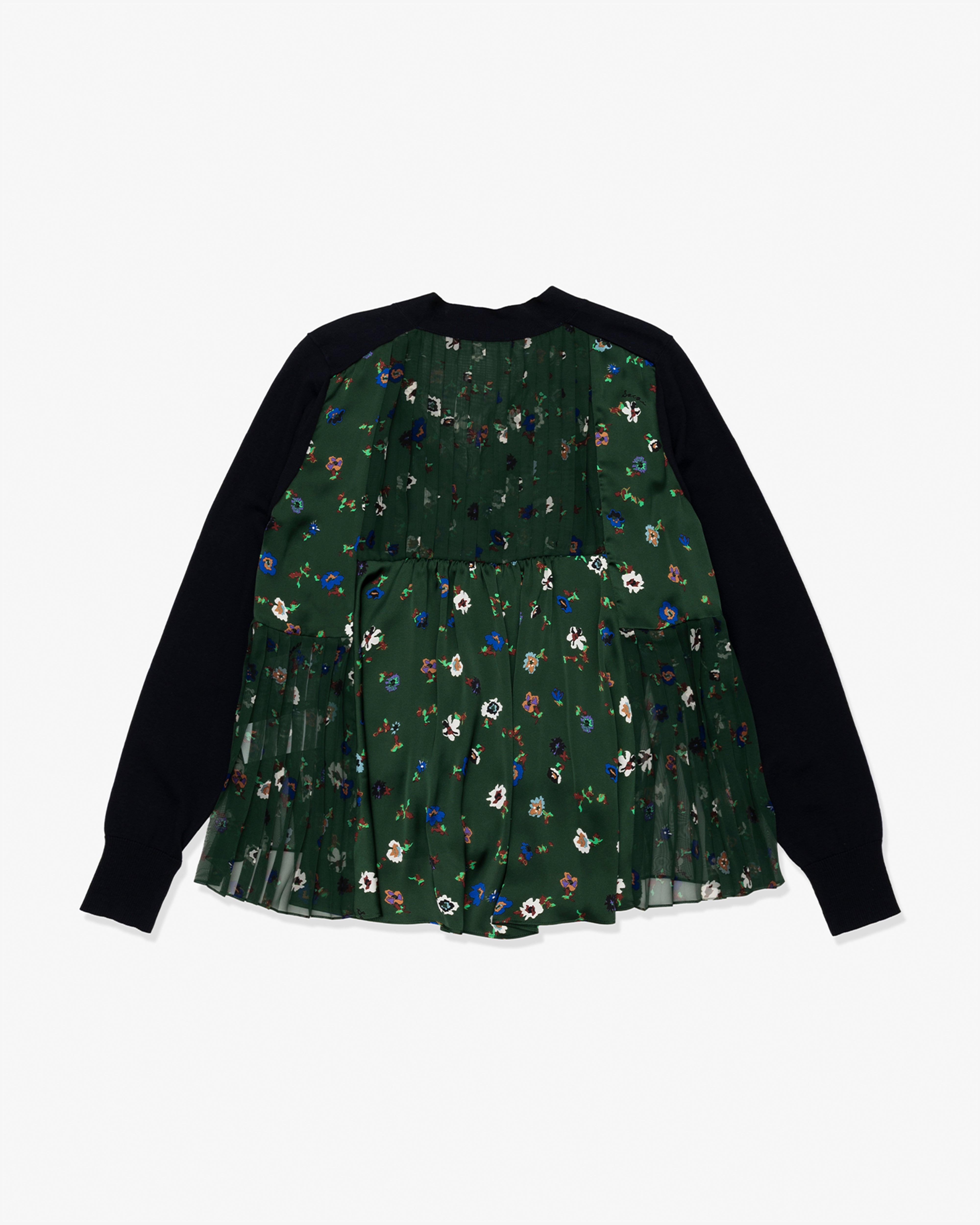 トップス Sacai FloralPrint x CottonKnitCardigan SACAI: Floral Print X Cotton Knit Cardigan (Navy x Green) | DSMG E