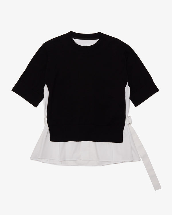 SACAI - Poplin X Cotton Knit Pullover - (Black x Off White)