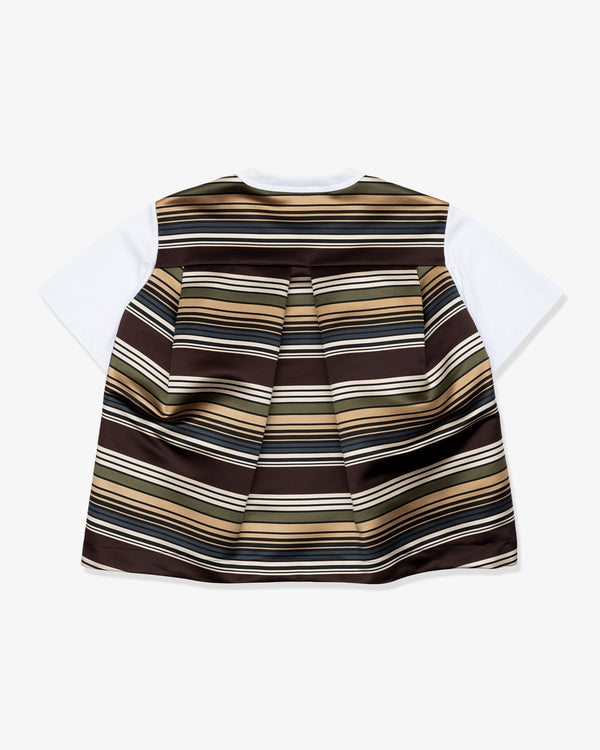 SACAI - Horizontal Stripe T-Shirt - (Brown x Beige)