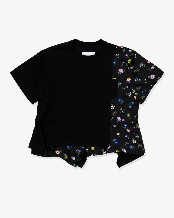 SACAI - Floral Print T-Shirt - (Black x Black)
