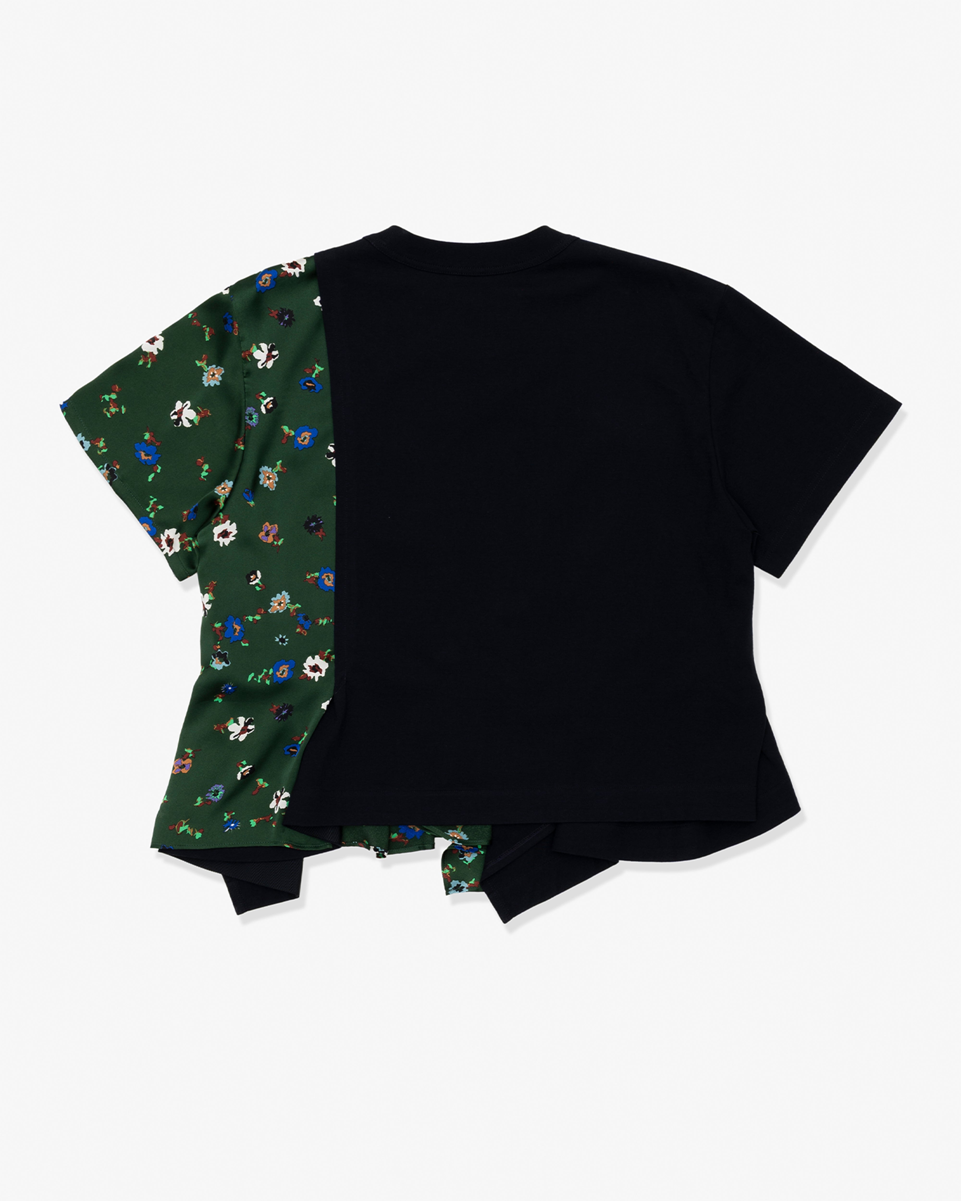 SACAI: Floral Print T-Shirt (Navy x Green) | DSMG E-SHOP