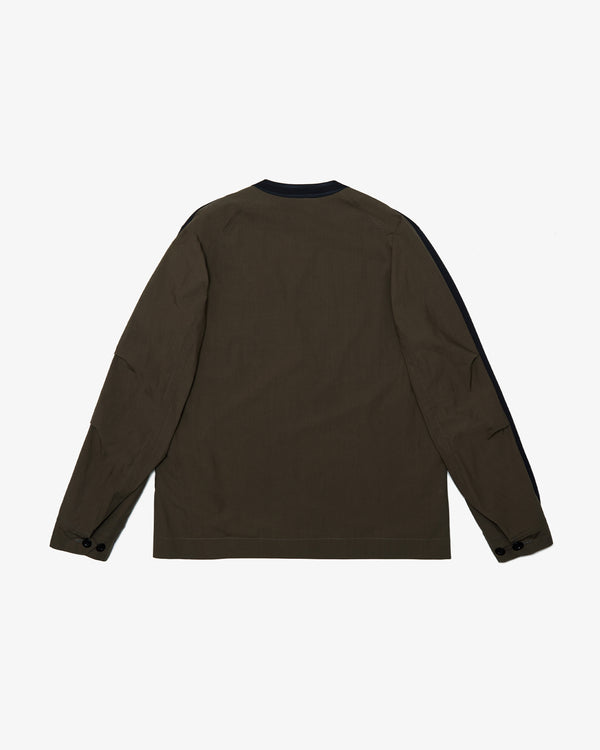 SACAI - Cotton Typewriter X Cotton Jersey L/S T-Shirt - (Navy x Taupe)