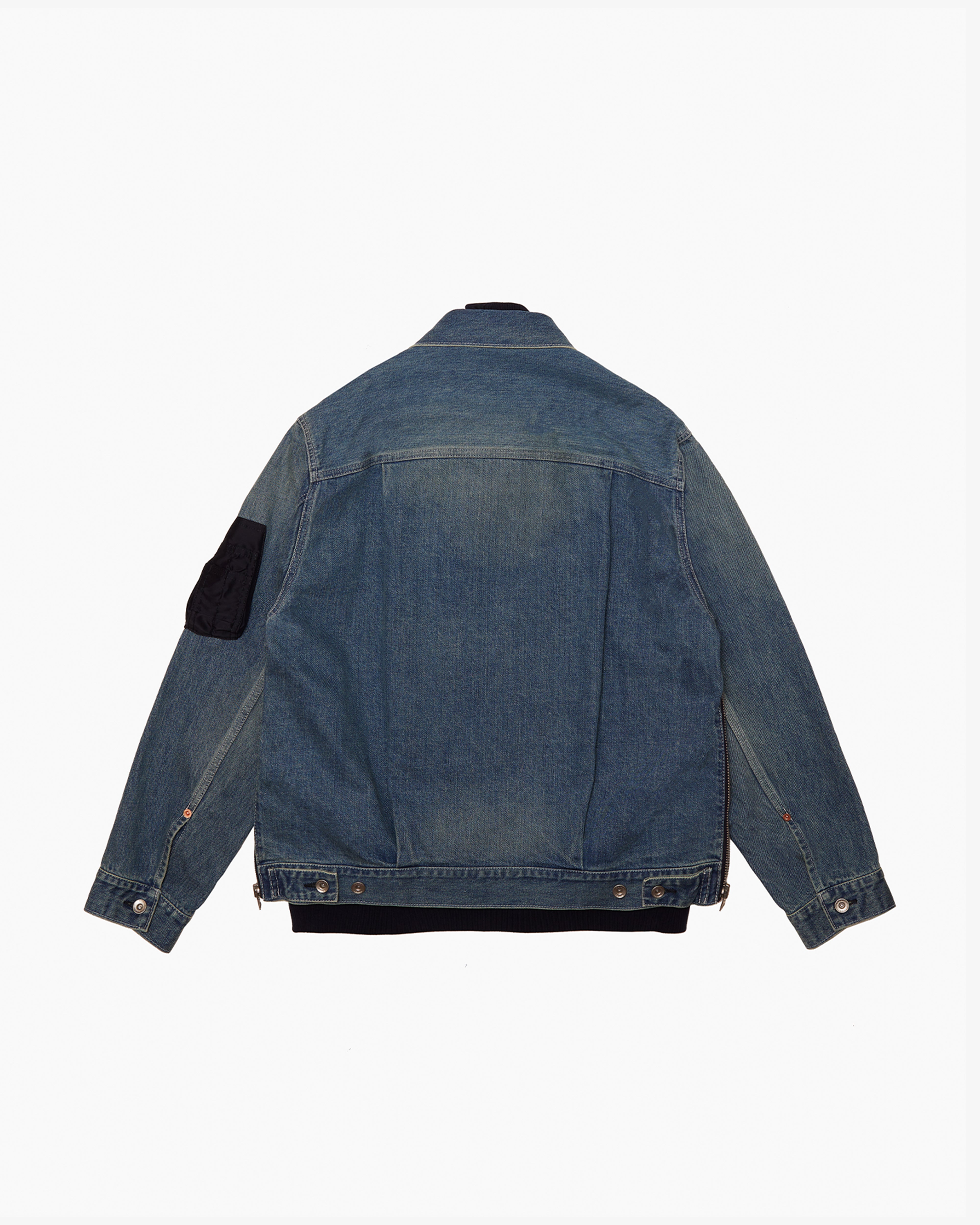 SACAI: Denim X Nylon Twill Jacket (L/Blue) | DSMG E-SHOP