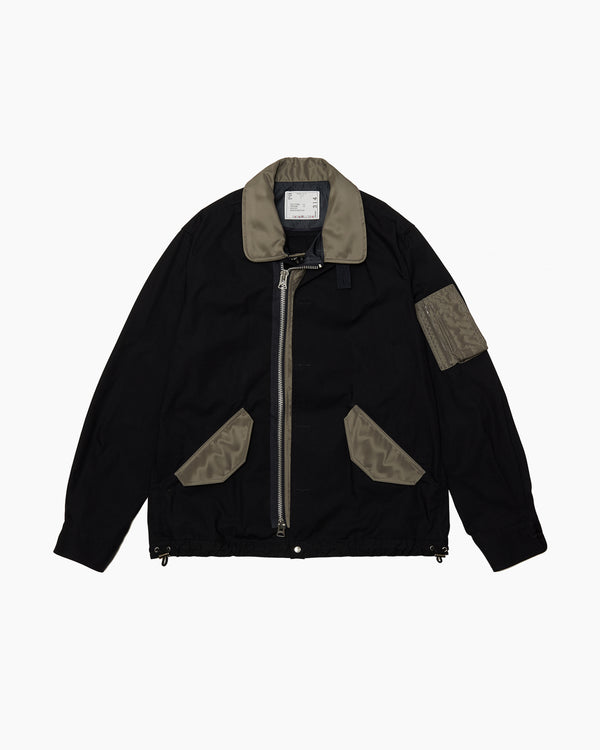 SACAI - Cotton Nylon Oxford Blouson - (Navy×Taupe)