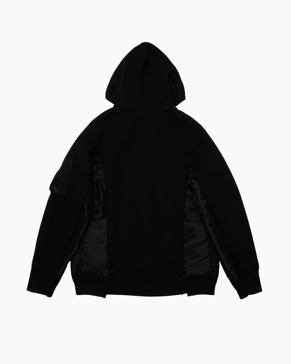 SACAI - Sponge Sweat X Nylon Twill Hoodie - (Black×Black)