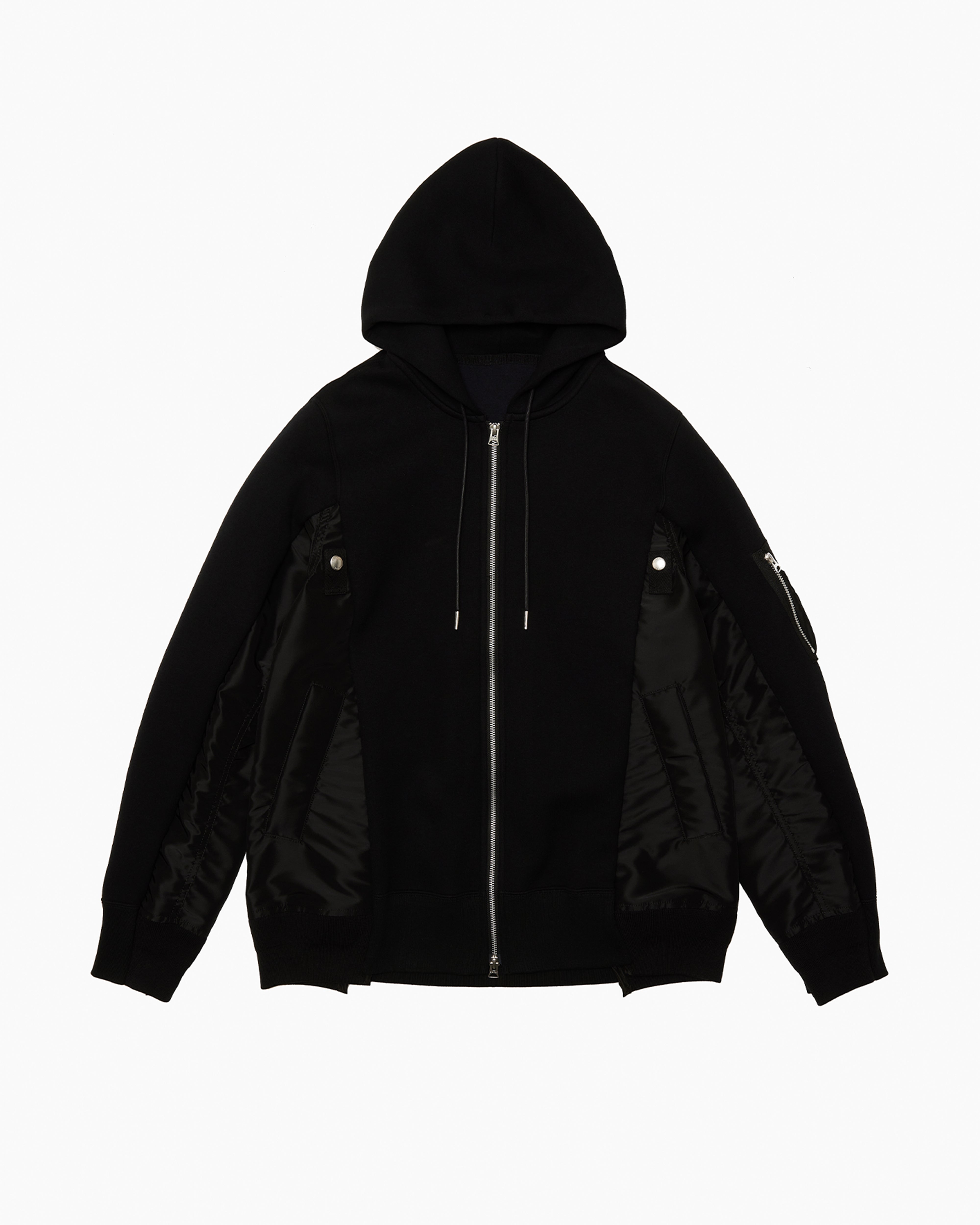 トップス sacai Sponge Sweat x Nylon Twill Hoodie SACAI: Sponge Sweat X Nylon Twill Hoodie (Black×Black) | DSMG E-SHOP