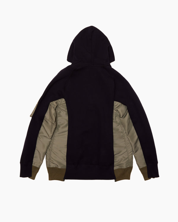 SACAI - Sponge Sweat X Nylon Twill Hoodie - (Navy×Khaki)