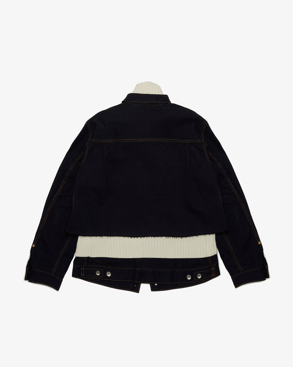 SACAI - Denim X Wool Knit Jacket - (Navy×Off White)