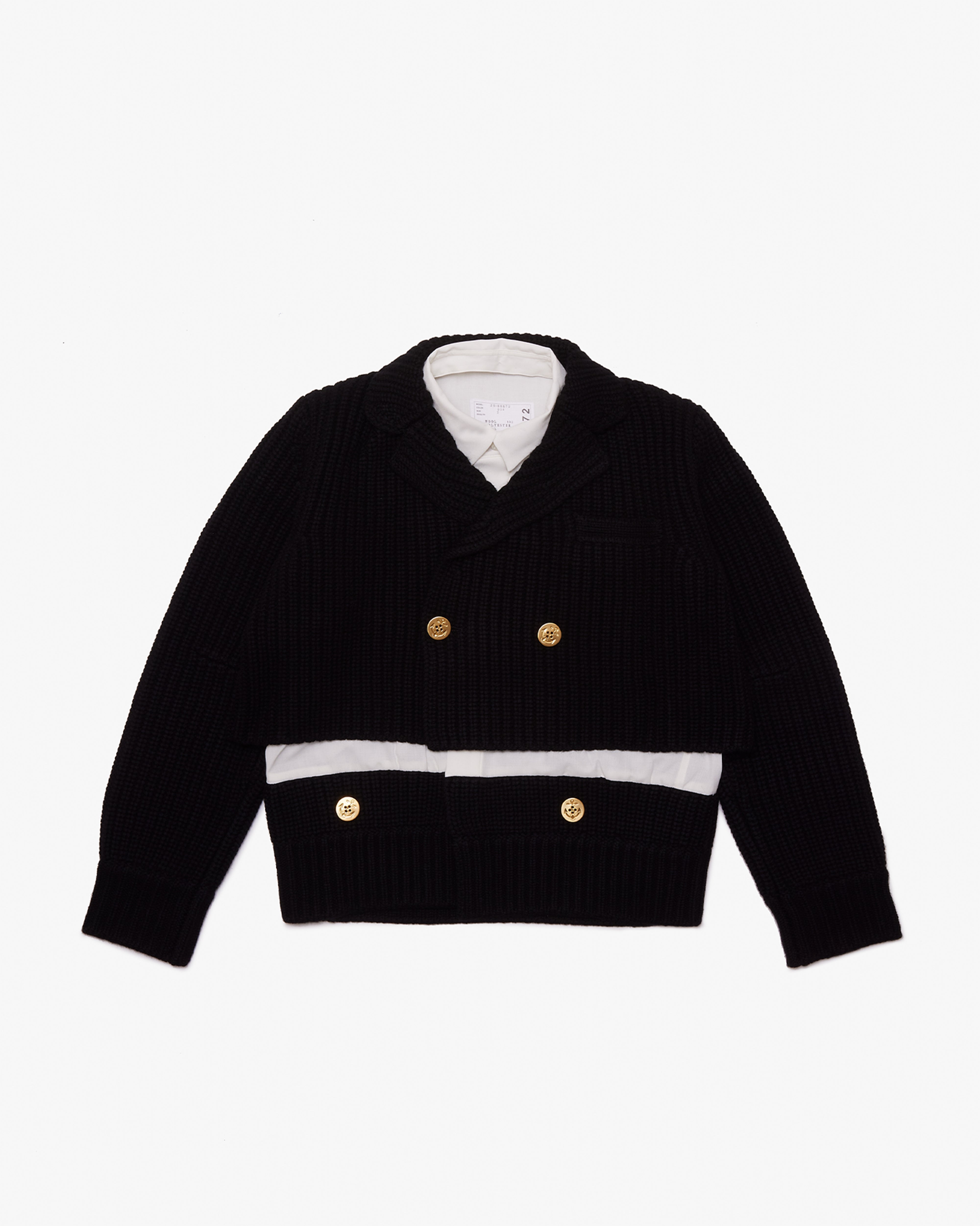 sacai 21AW Wool Knit × Suiting Jacket 2 SACAI: Wool Knit X Suiting Jacket (Black×Off White) | DSMG E-SHOP