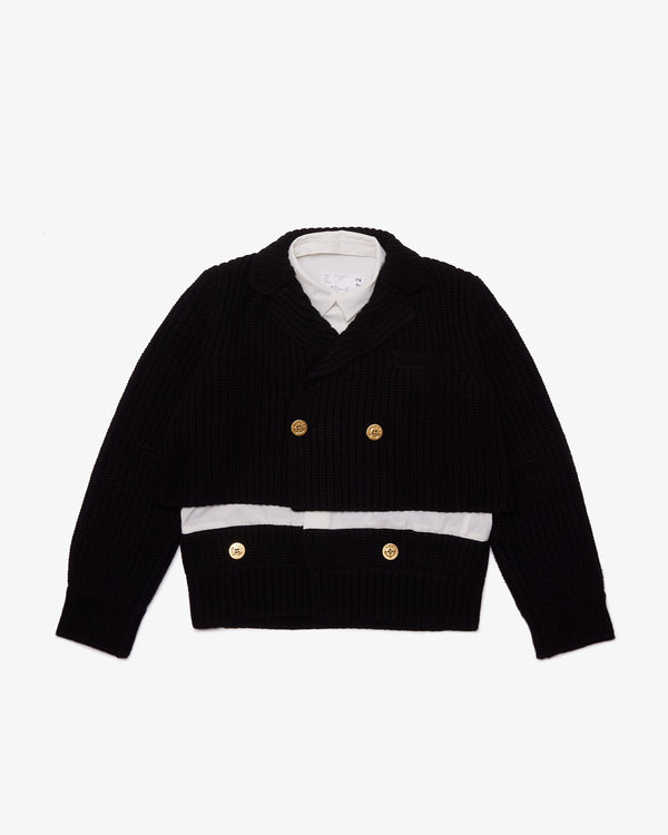 SACAI - Wool Knit X Suiting Jacket - (Black×Off White)