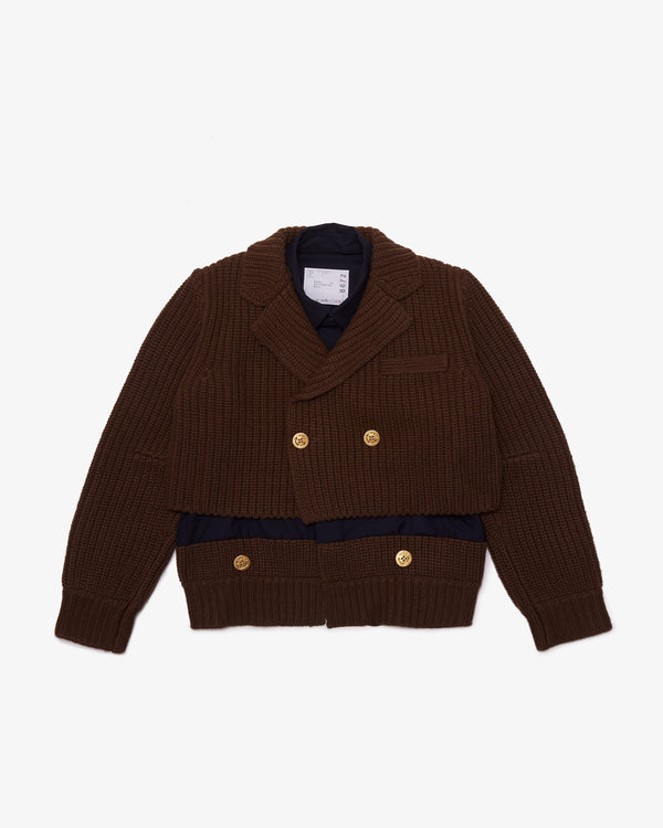 SACAI - Wool Knit X Suiting Jacket - (Brown×Navy)