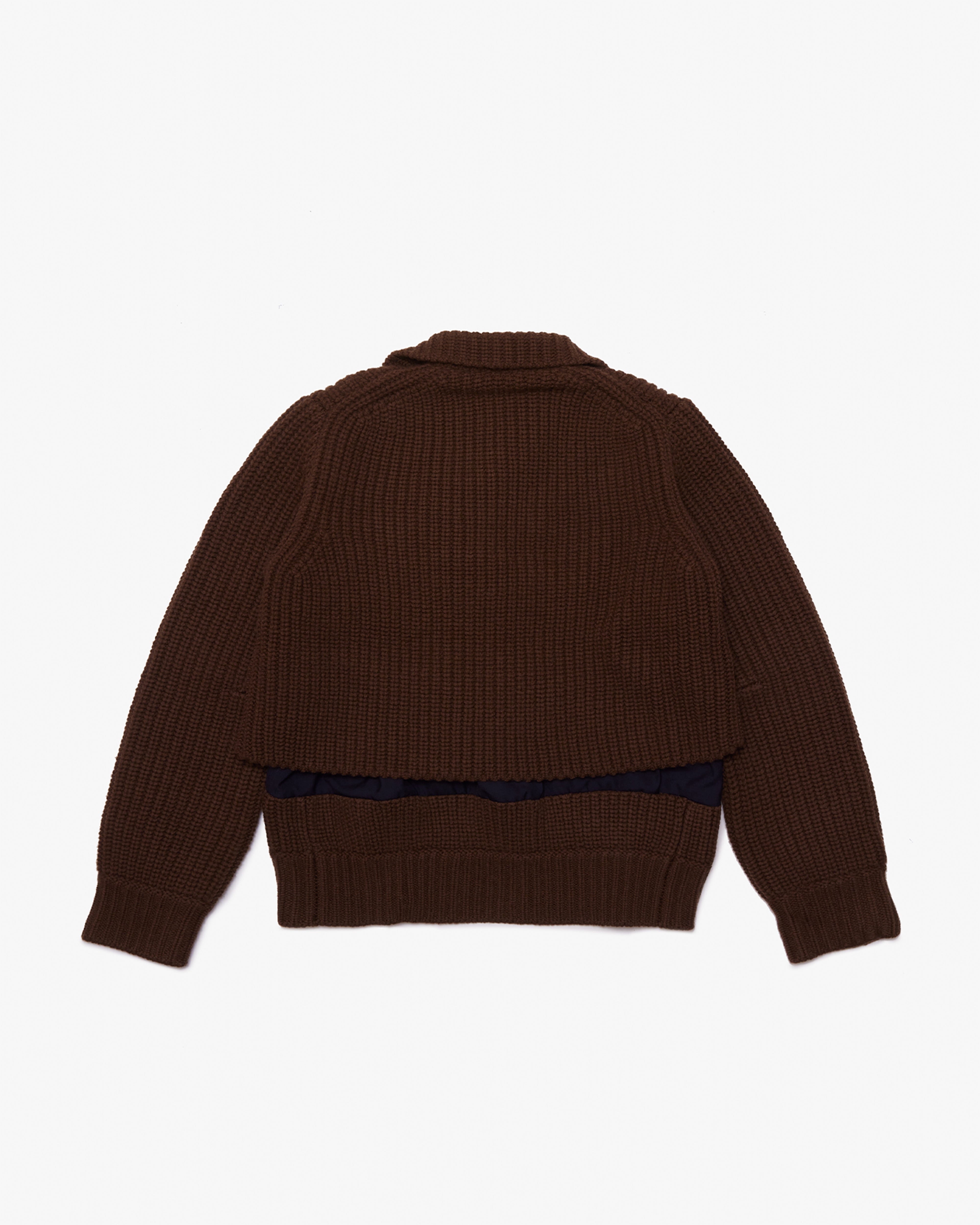 SACAI: Wool Knit X Suiting Jacket (Brown×Navy) | DSMG E-SHOP