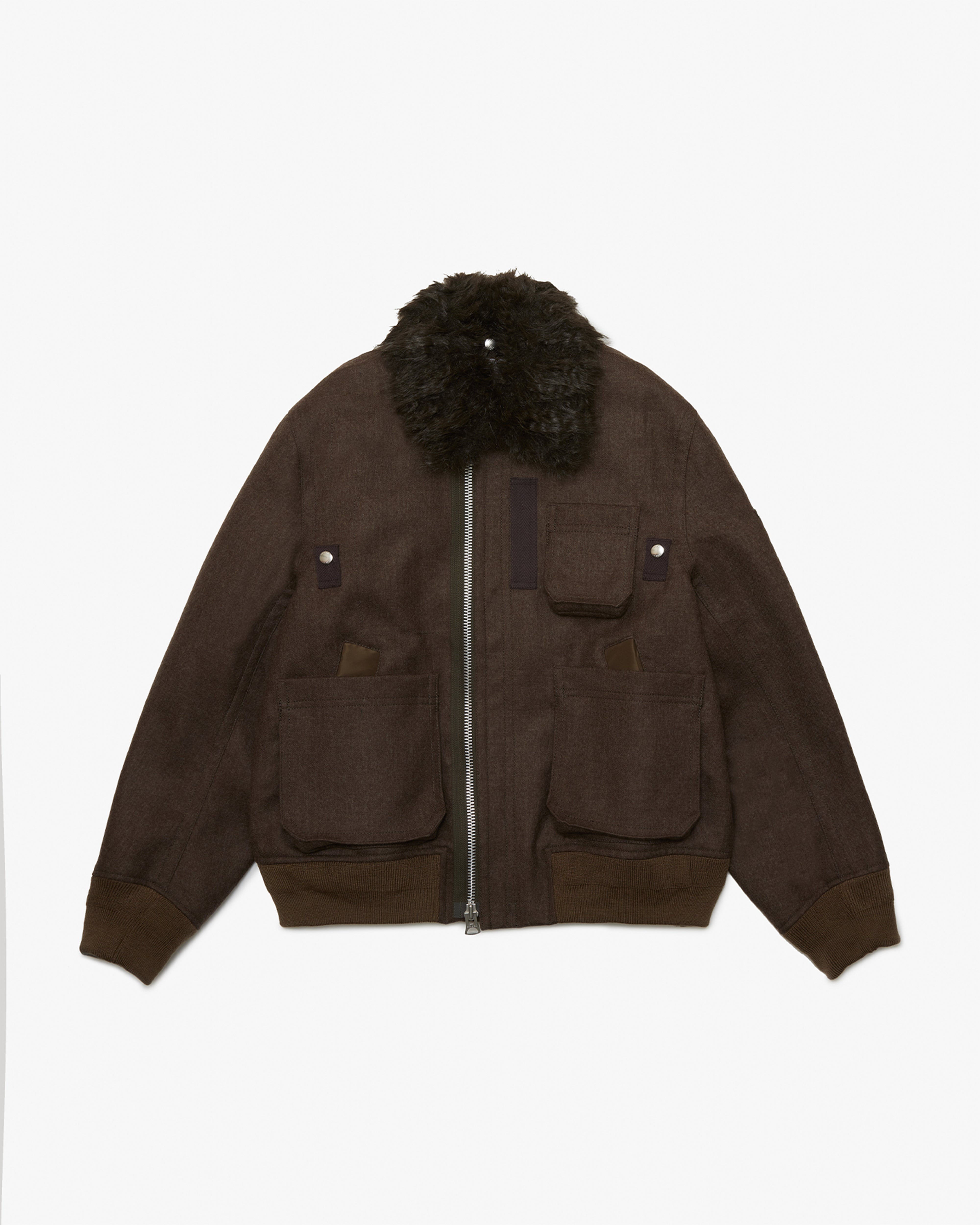 SACAI: Wool Melton Blouson (Brown) | DSMG E-SHOP