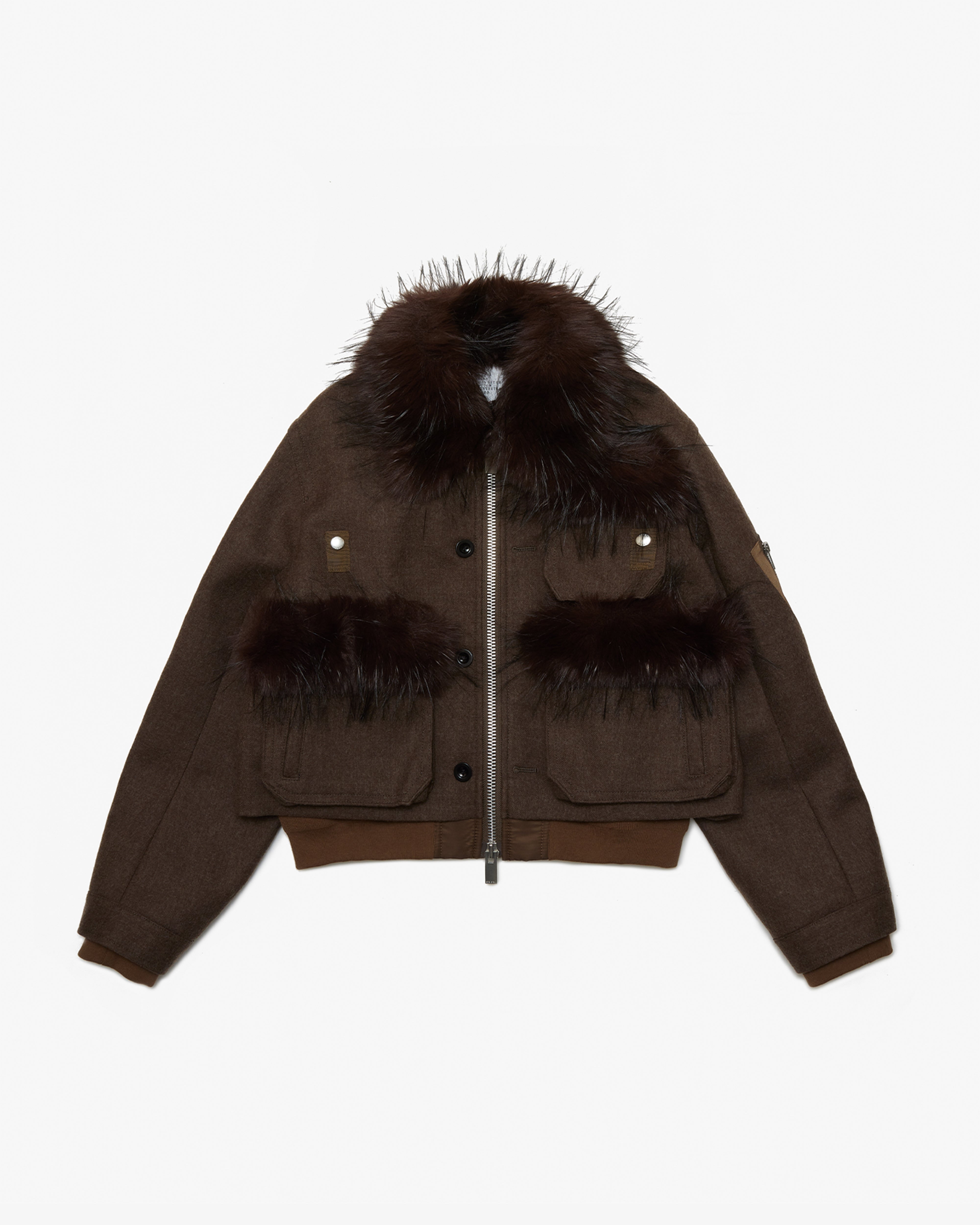 SACAI: Wool Melton Blouson (Brown) | DSMG E-SHOP