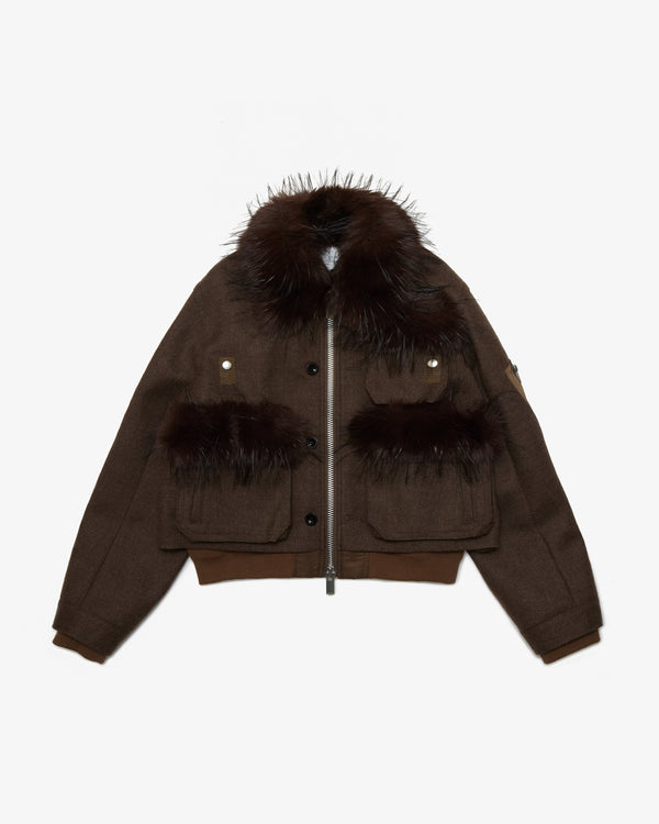 SACAI - Wool Melton Blouson - (Brown)