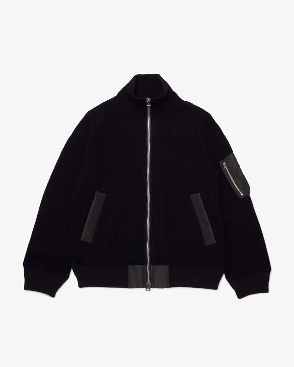 SACAI - Wool Knit Blouson - (Navy×D/Khaki)