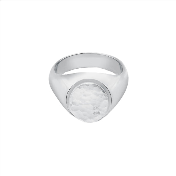 BUNNEY - Hammered Signet Ring / Silver 925 B0600104