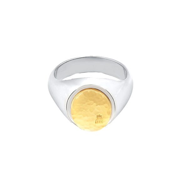 BUNNEY - Hammered Signet Ring / Silver 925 x 18ct Yellow Gold B0600105