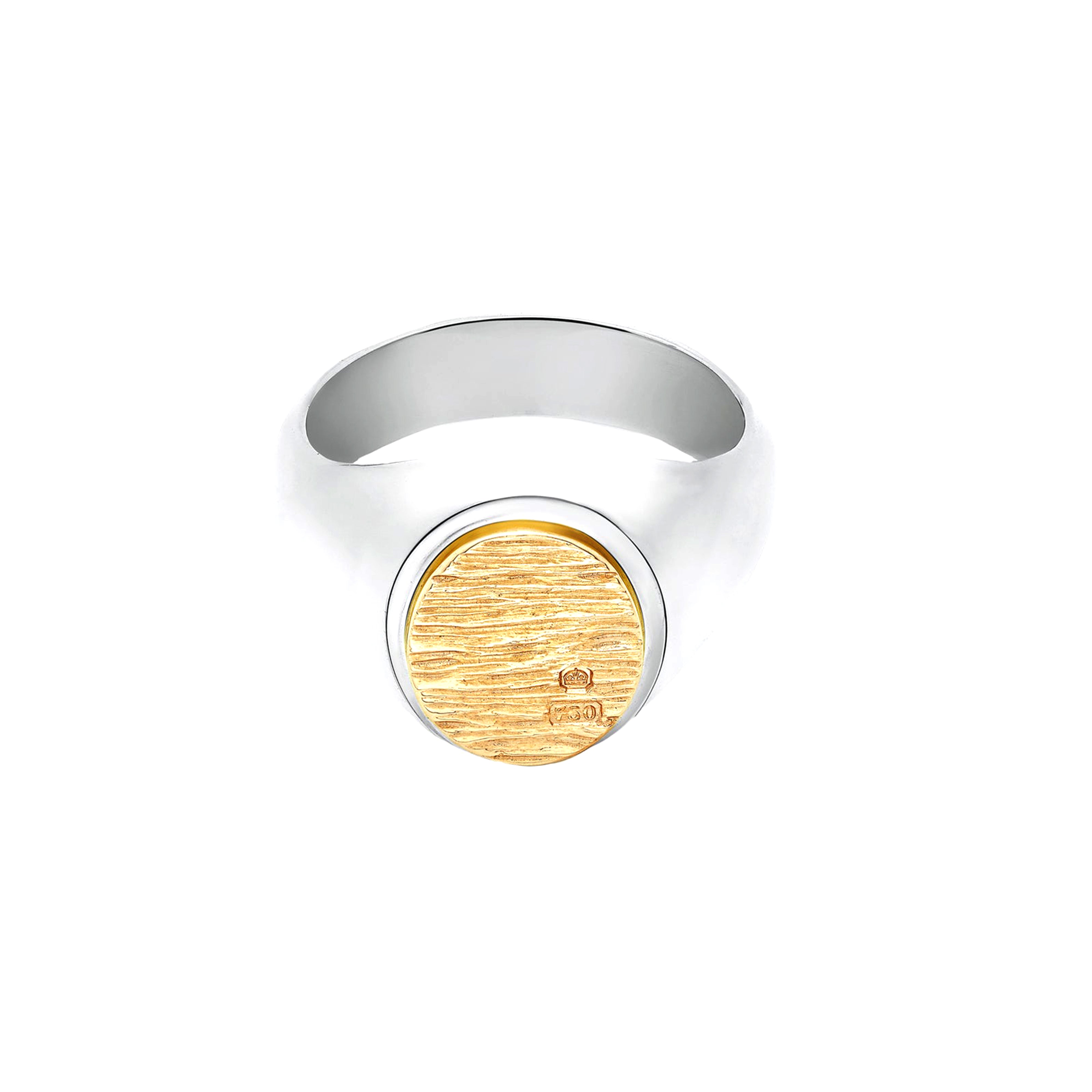 BUNNEY - Bark Signet Ring / Silver 925 x 18ct Yellow Gold B0600124