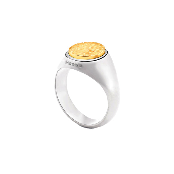 BUNNEY - Bark Signet Ring / Silver 925 x 18ct Yellow Gold B0600124