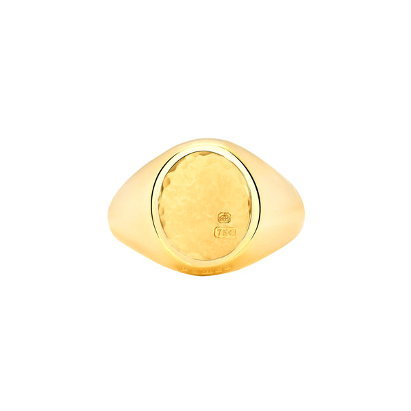 BUNNEY - Hammered Signet Ring / 18ct Yellow Gold B0600126