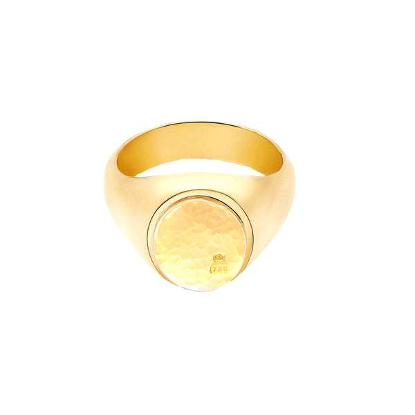 BUNNEY - Hammered Signet Ring / 18ct Yellow Gold B0600126