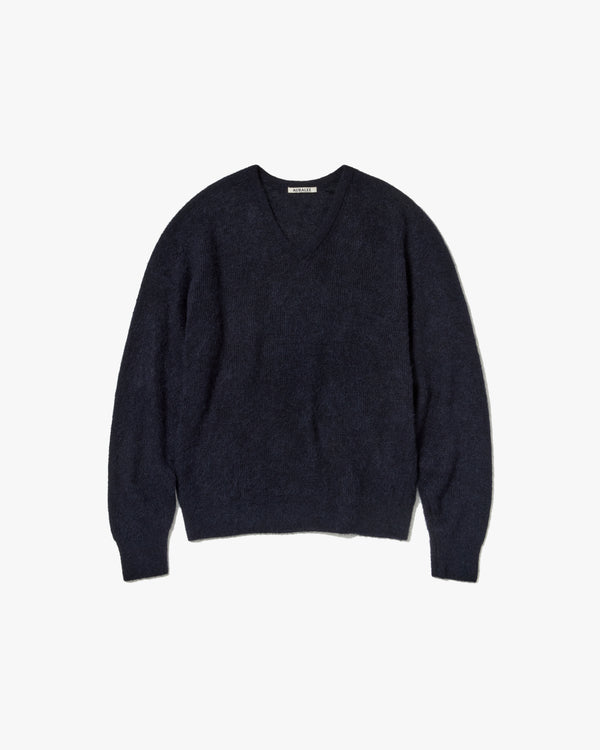 AURALEE - Baby Suri Alpaca Sheer Knit V-Neck P/O - (Navy)