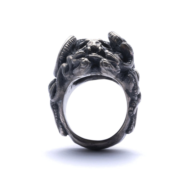 13 Lucky Monkey - Medusa Skull Skull Rings - (Silver)