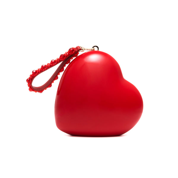 SIMONE ROCHA - Medium Heart W. Lea Strap & Beaded Wristlet (Red)