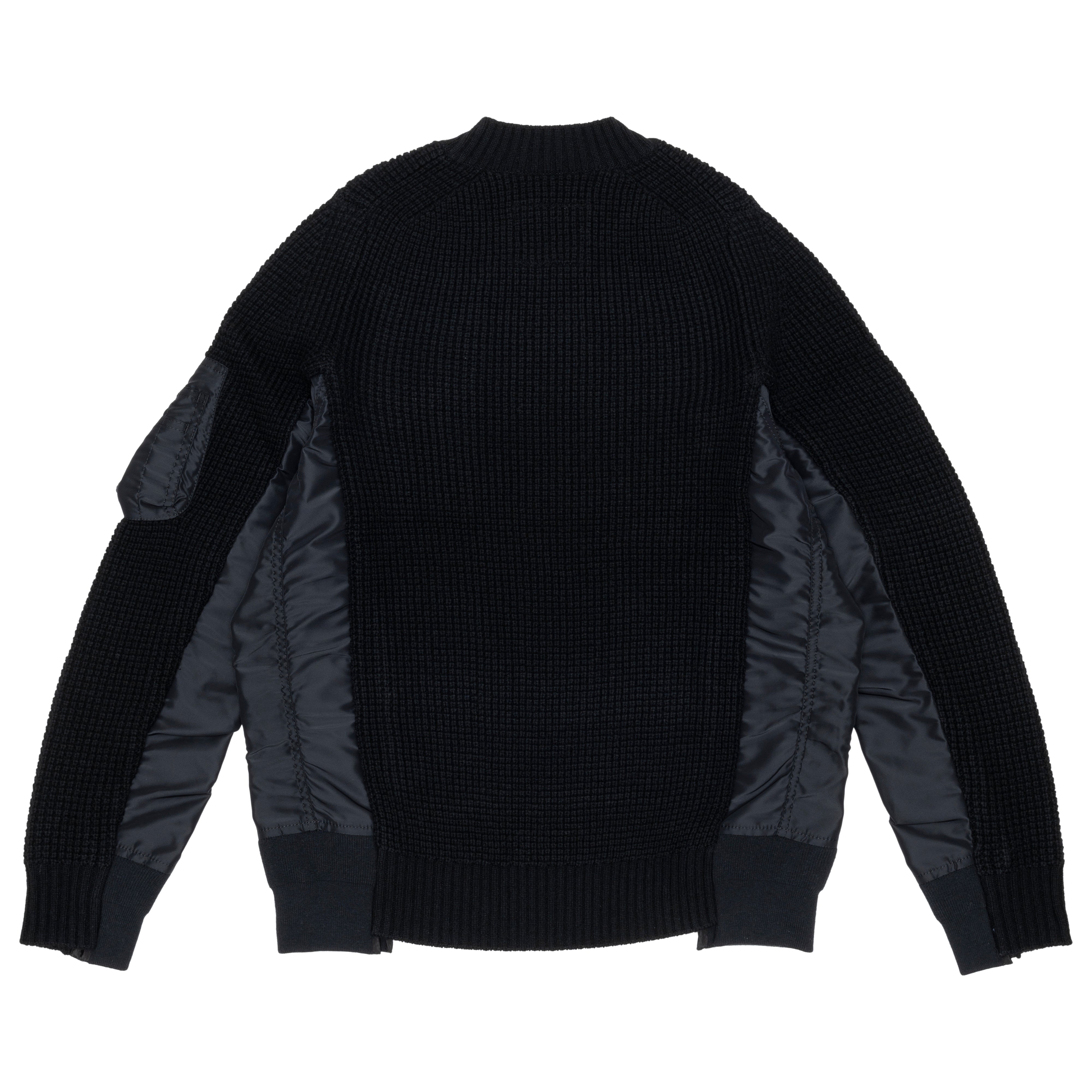 SACAI: Nylon Twill X Wool Knit Pullov (2) mens | DSMG E-SHOP