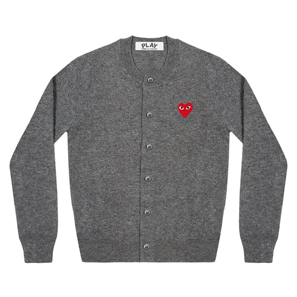 PLAY CDG - Unisex Round Neck Cardigan - (MEDIUM GRAY)