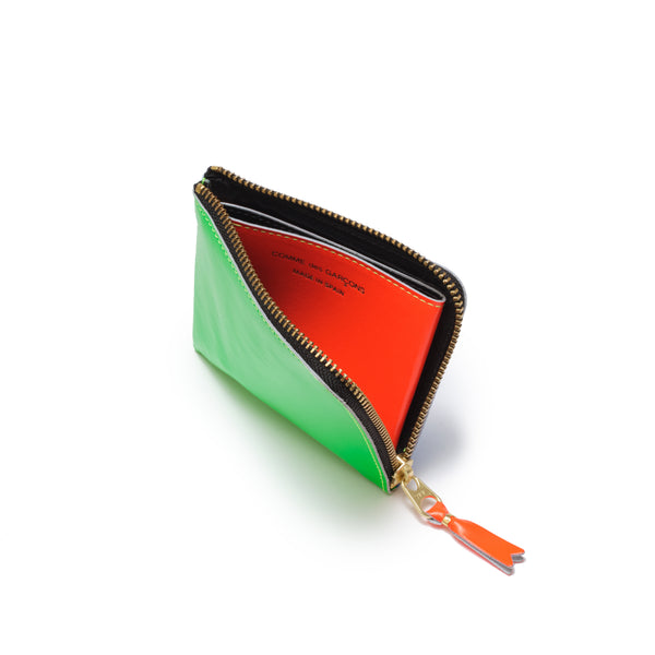 CDG WALLET - Super Fluo L Zip Wallet - (Green/Blue)
