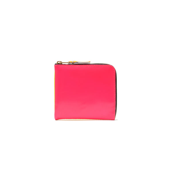CDG WALLET - Super Fluo L Zip Wallet - (Light Orange / Pink)