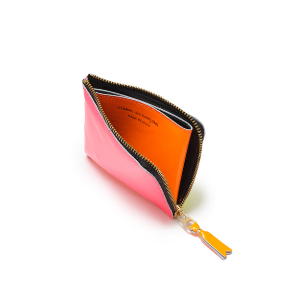 CDG WALLET - Super Fluo L Zip Wallet - (Light Orange / Pink)