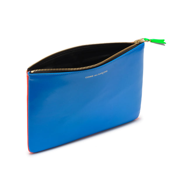 CDG WALLET - Super Fluo Pouch Large - (Blue/Orange)