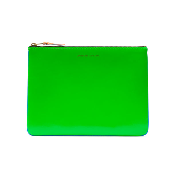 CDG WALLET - Super Fluo Pouch Large - (Green/Blue)