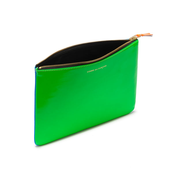 CDG WALLET - Super Fluo Pouch Large - (Green/Blue)