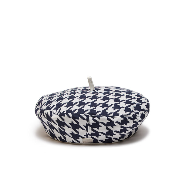 STEPHEN JONES - A Houndstooth Beret - (Navy/Whi)
