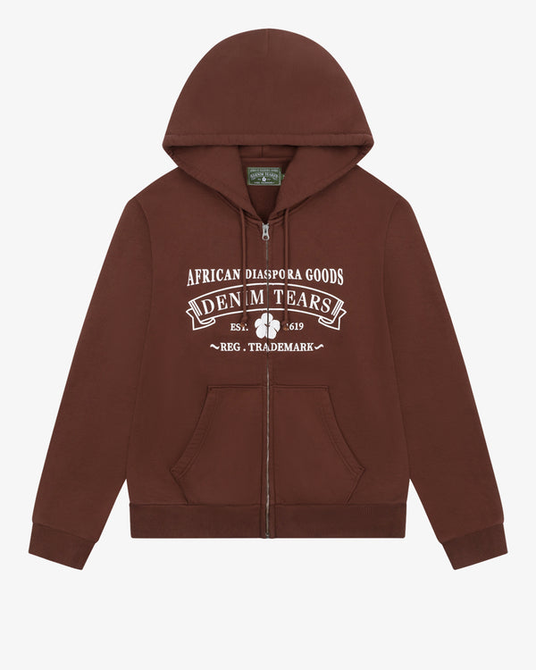 DENIM TEARS - Adg Zip Hoodie Brown - (Brown)