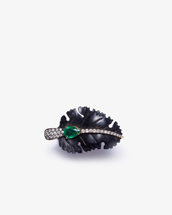 SILVIA FURMANOVICH - Black Carved Wood Ring W. Feat - (Bk)