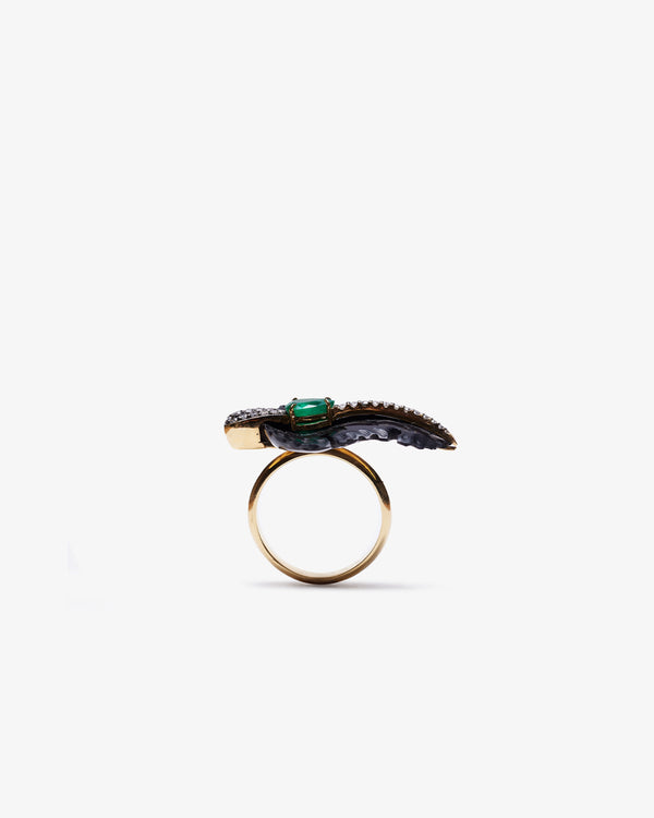 SILVIA FURMANOVICH - Black Carved Wood Ring W. Feat - (Bk)