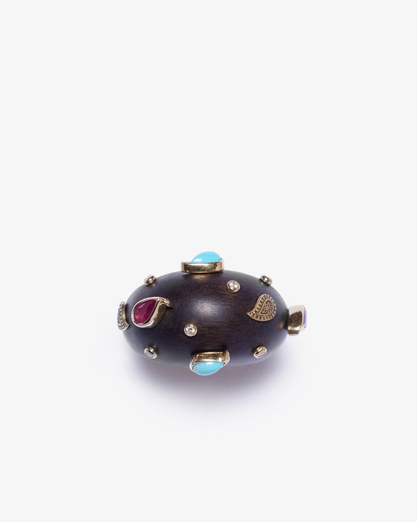 SILVIA FURMANOVICH - Brauna Wood Bombe Ring W. Turq - (Black)
