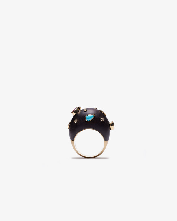 SILVIA FURMANOVICH - Brauna Wood Bombe Ring W. Turq - (Black)