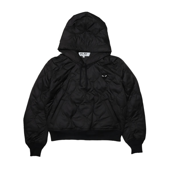CDG PLAY - Polyester Quilted Jacket with Black Emblem - (Black)
